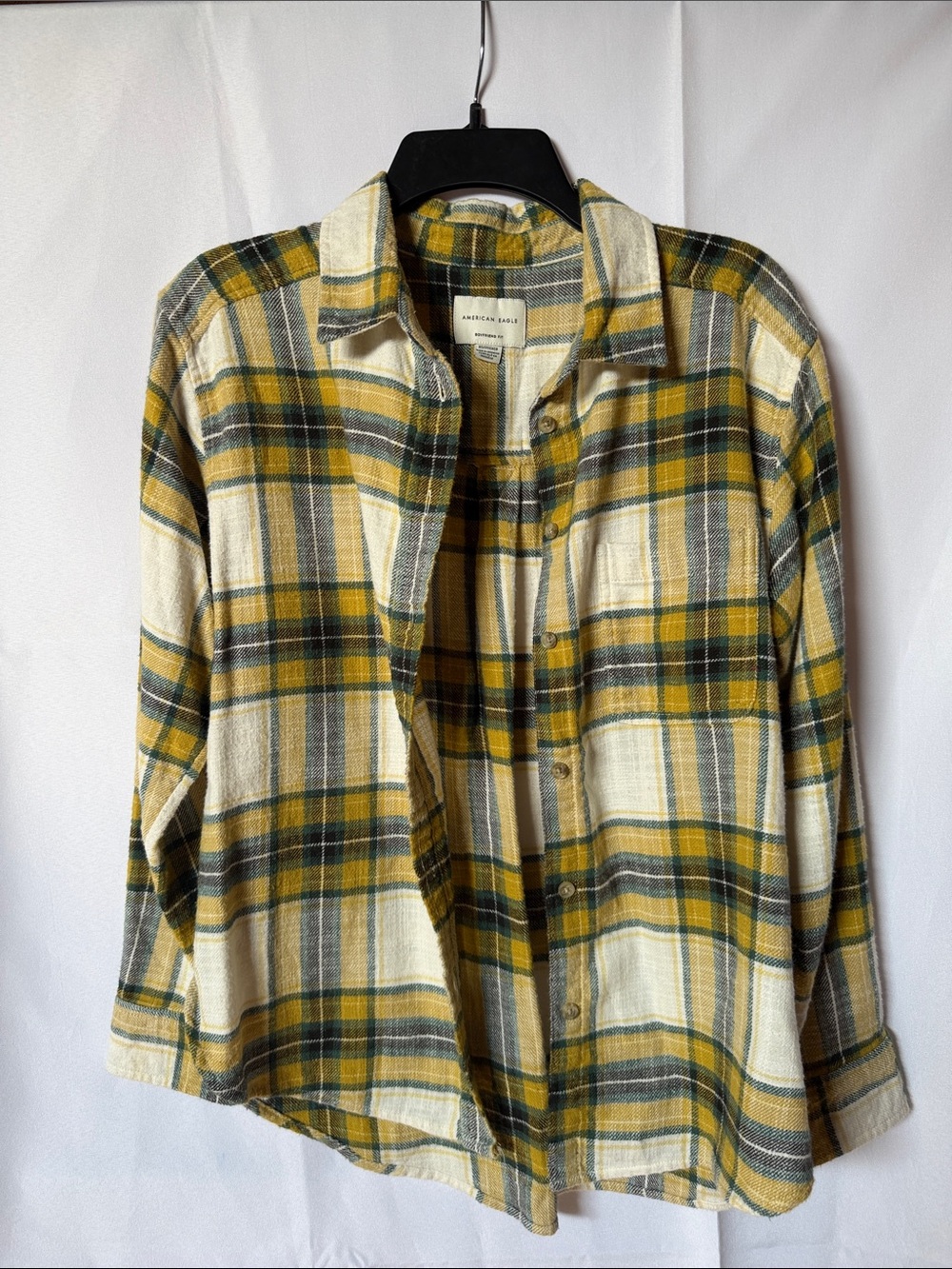 American Eagle Outfitters Yellow Green Plaid Button-Down Shirt